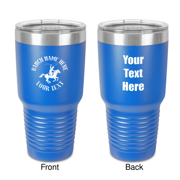Custom Western Ranch 30 oz Stainless Steel Tumbler - Royal Blue - Double-Sided (Personalized)
