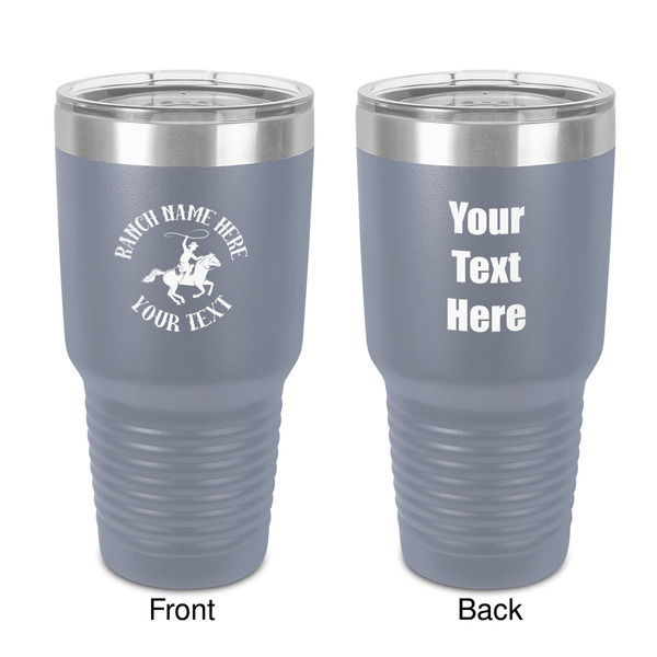 Custom Western Ranch 30 oz Stainless Steel Tumbler - Grey - Double-Sided (Personalized)