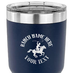 Western Ranch 30 oz Stainless Steel Tumbler - Navy - Single Sided (Personalized)