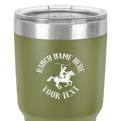 Western Ranch 30 oz Stainless Steel Tumbler - Olive - Double-Sided (Personalized)