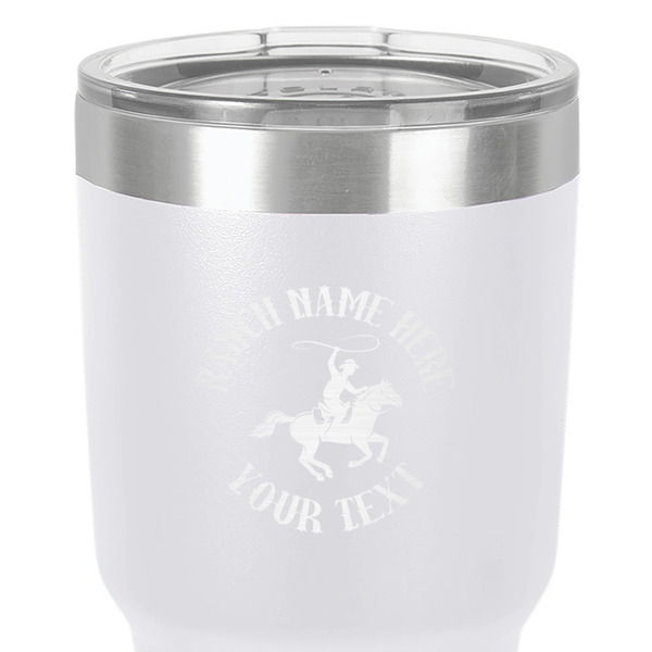 Western Ranch 30 oz Stainless Steel Ringneck Tumbler - White - Close Up