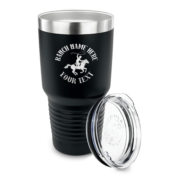 Western Ranch 30 oz Stainless Steel Ringneck Tumblers - Black - LID OFF