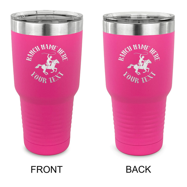 Custom Western Ranch 30 oz Stainless Steel Tumbler - Pink - Double Sided (Personalized)