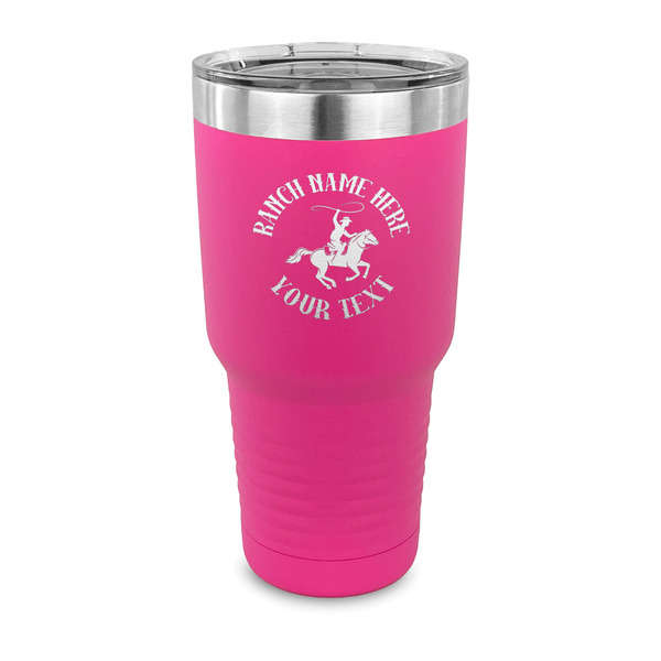 Custom Western Ranch 30 oz Stainless Steel Tumbler - Pink - Single Sided (Personalized)