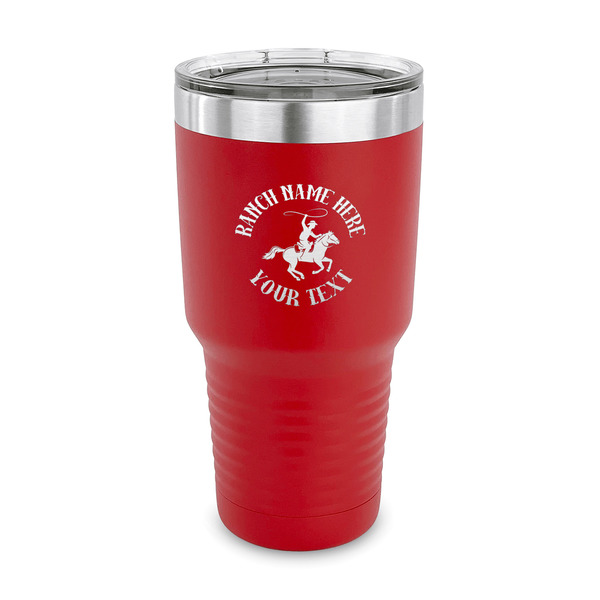 Custom Western Ranch 30 oz Stainless Steel Tumbler - Red - Single Sided (Personalized)