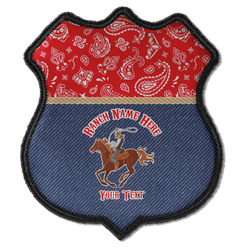 Western Ranch Iron On Shield Patch C w/ Name or Text