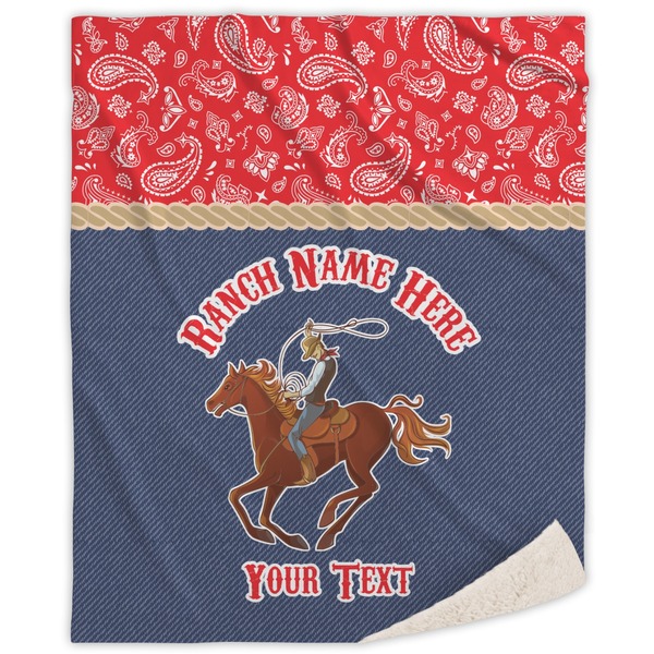 Custom Western Ranch Sherpa Throw Blanket (Personalized)