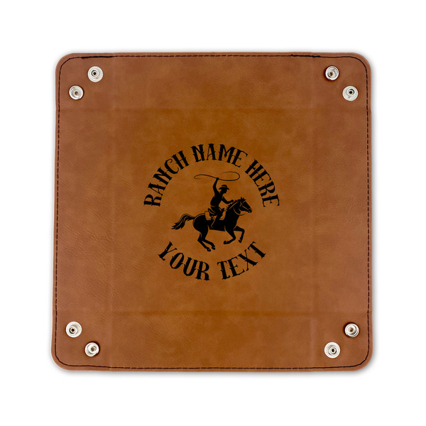 Western Ranch 6" x 6" Leatherette Snap Up Tray - FLAT FRONT