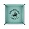 Western Ranch 6" x 6" Teal Leatherette Snap Up Tray - FOLDED UP