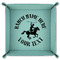 Western Ranch 9" x 9" Teal Leatherette Snap Up Tray - FOLDED