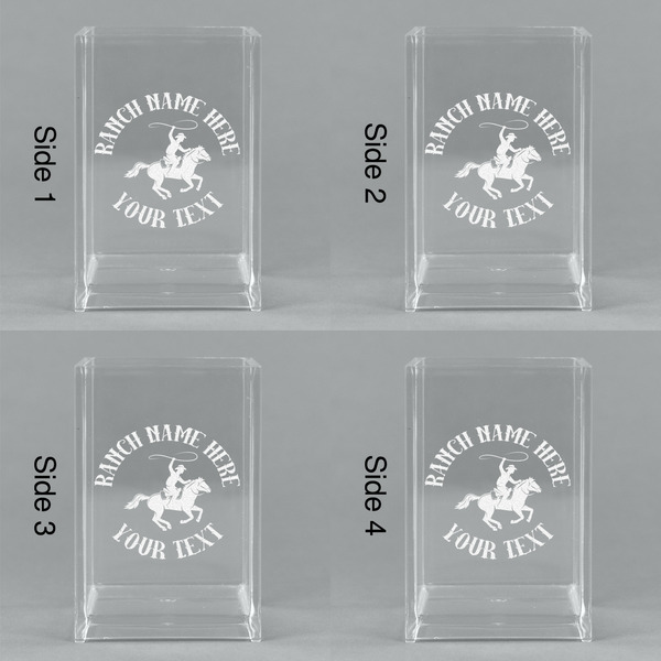 Western Ranch Acrylic Pen Holder - All Sides