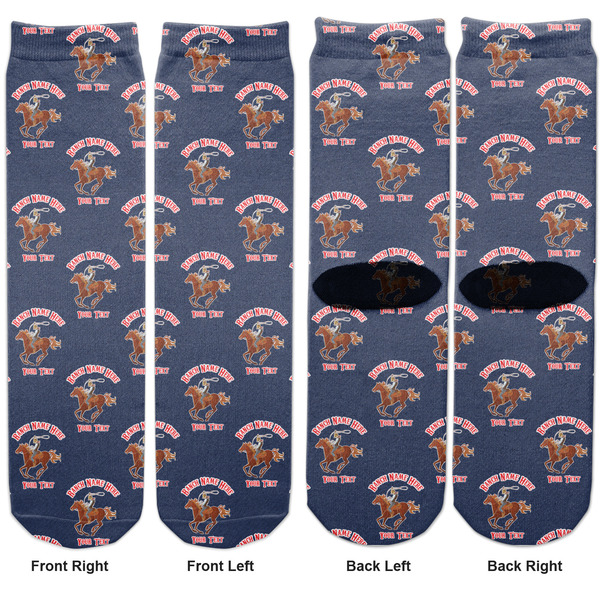 Western Ranch Adult Crew Socks - Double Pair - Front and Back - Apvl
