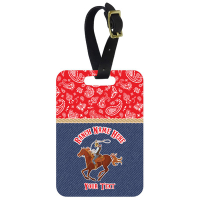 Western Ranch Metal Luggage Tag w/ Name or Text