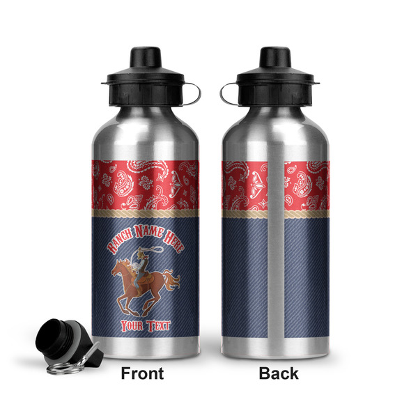 Western Ranch Aluminum Water Bottle - Front and Back