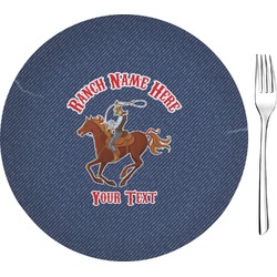 Western Ranch 8" Glass Appetizer / Dessert Plates - Single or Set (Personalized)