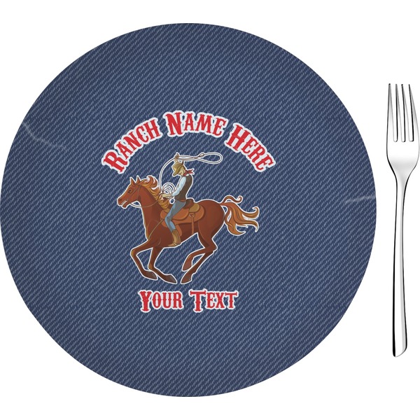 Custom Western Ranch 8" Glass Appetizer / Dessert Plates - Single or Set (Personalized)