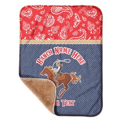 Western Ranch Sherpa Baby Blanket - 30" x 40" w/ Name or Text