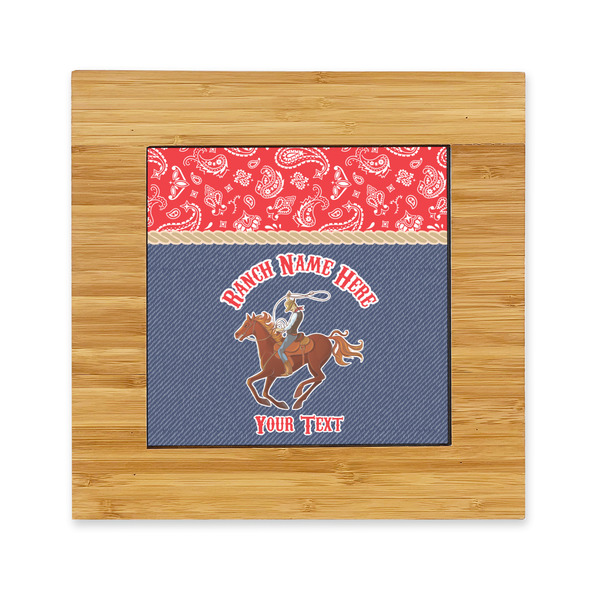 Custom Western Ranch Bamboo Trivet with Ceramic Tile Insert (Personalized)