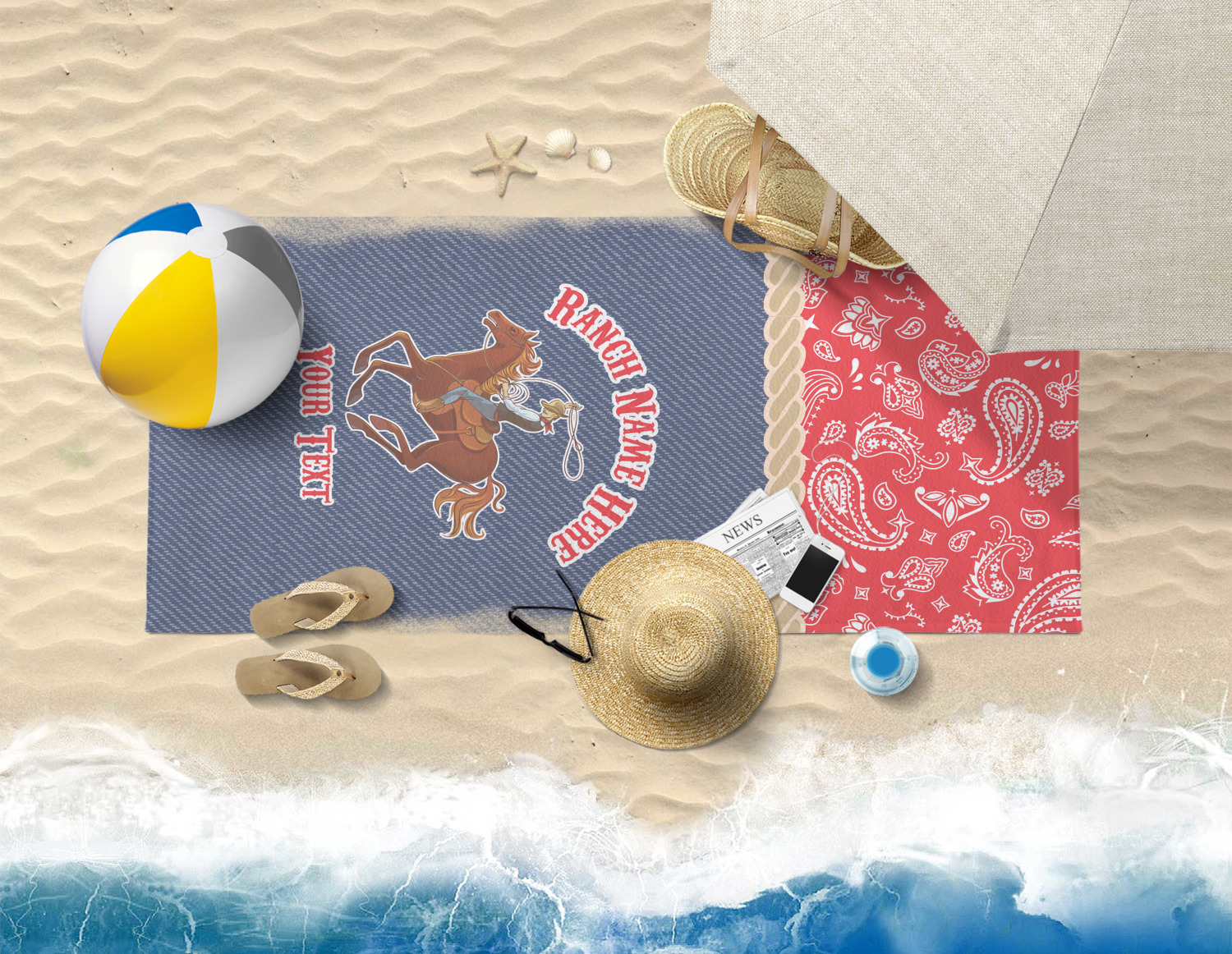 Custom Western Ranch Beach Towel (Personalized) YouCustomizeIt