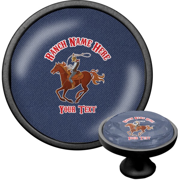 Custom Western Ranch Cabinet Knob (Black) (Personalized)
