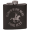 Western Ranch Black Flask - Engraved Front