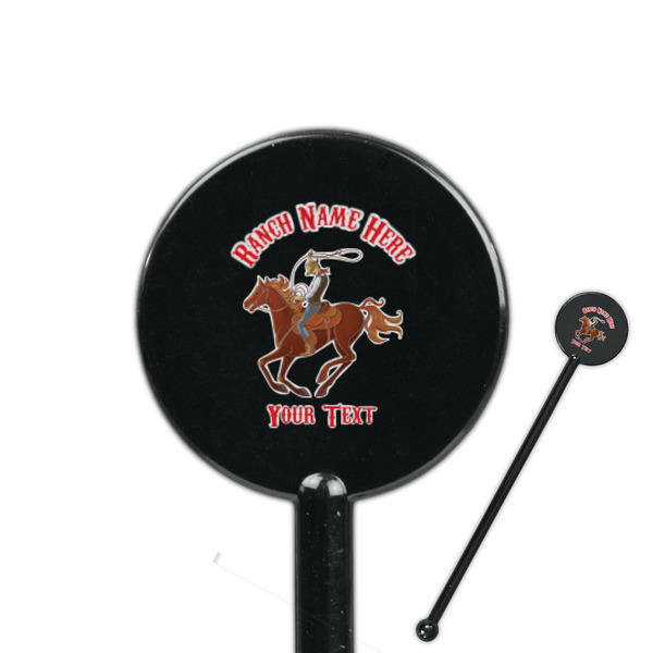 Custom Western Ranch 5.5" Round Plastic Stir Sticks - Black - Single Sided (Personalized)