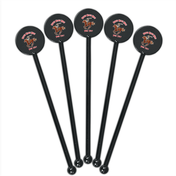 Western Ranch Black Plastic 5.5" Stir Stick - Round - Fan View