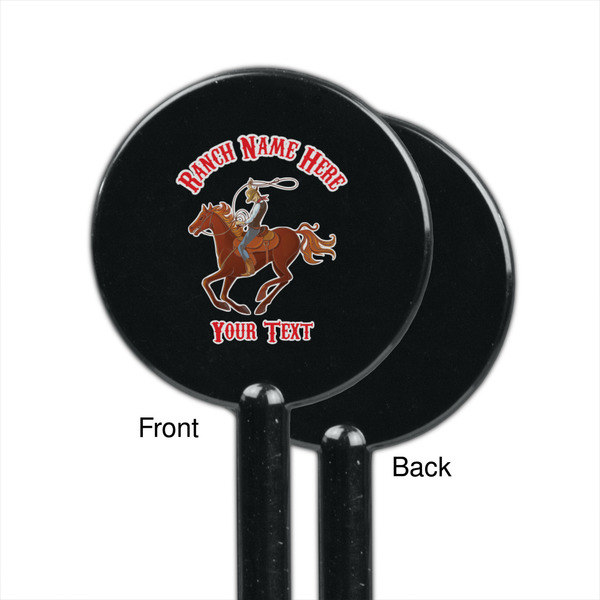 Western Ranch Black Plastic 5.5" Stir Stick - Single Sided - Round - Front & Back