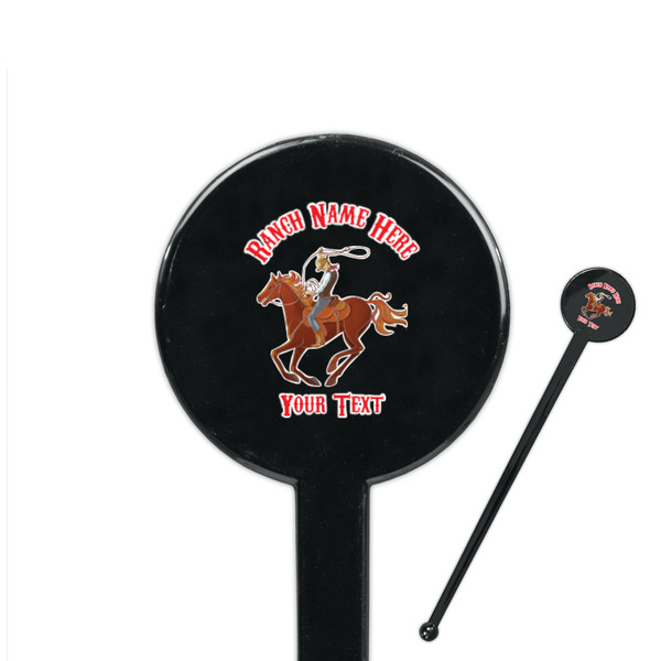 Custom Western Ranch 7" Round Plastic Stir Sticks - Black - Single Sided (Personalized)