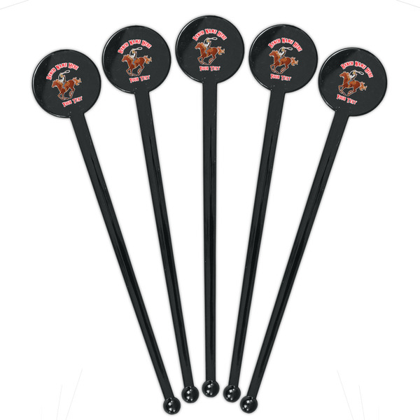 Western Ranch Black Plastic 7" Stir Stick - Round - Fan View