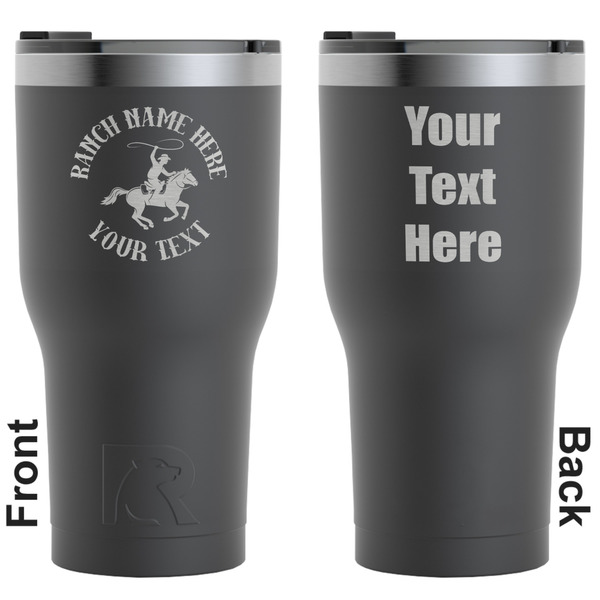 Custom Western Ranch RTIC Tumbler - Black - Engraved Front & Back (Personalized)