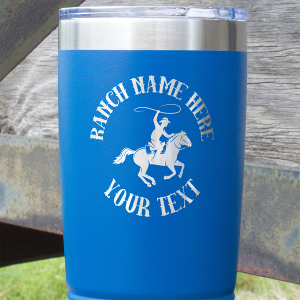 Western Ranch Blue Polar Camel Tumbler - 20oz - Close Up