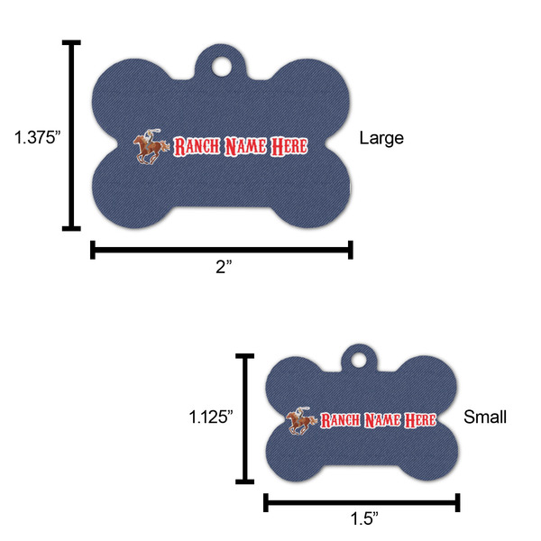 Western Ranch Bone Shaped Dog ID Tag - Large - Scale