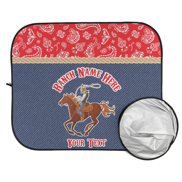 Western Ranch Car Sun Shades - FOLDED & UNFOLDED