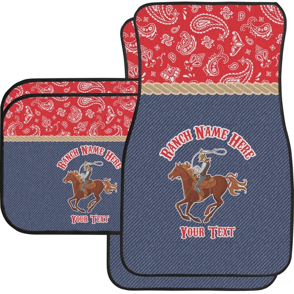 Custom Western Ranch Car Floor Mats Set - 2 Front & 2 Back (Personalized)