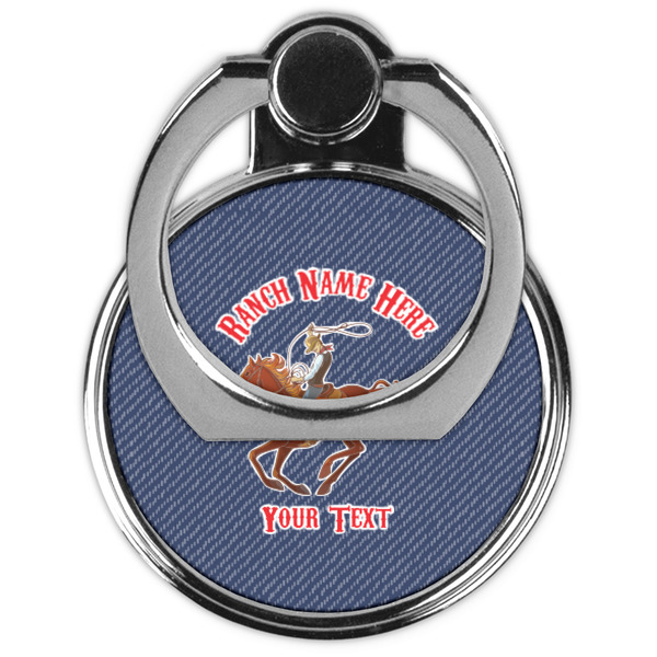 Western Ranch Cell Phone Ring Stand & Holder - Front (Collapsed)