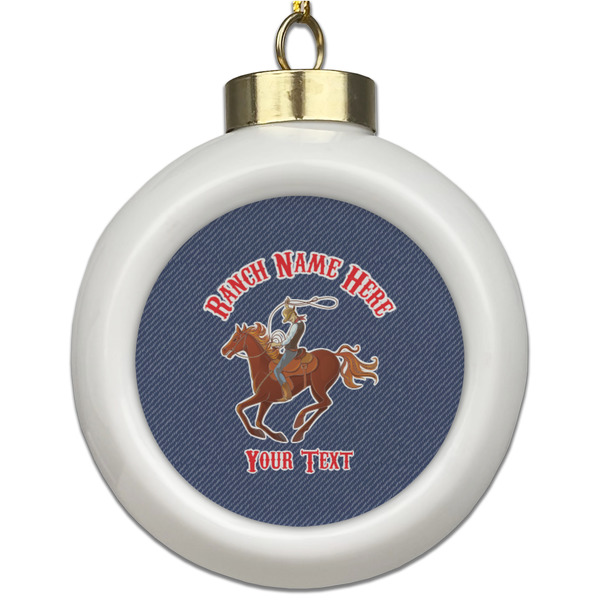 Custom Western Ranch Ceramic Ball Ornament (Personalized)