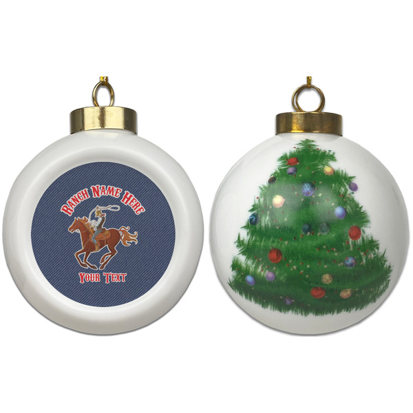 Western Ranch Ceramic Christmas Ornament - X-Mas Tree (APPROVAL)