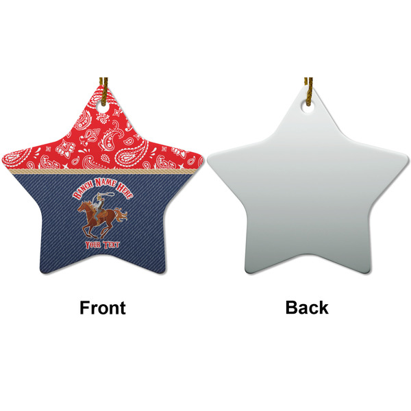 Western Ranch Ceramic Flat Ornament - Star Front & Back (APPROVAL)