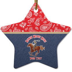 Western Ranch Star Ceramic Ornament w/ Name or Text