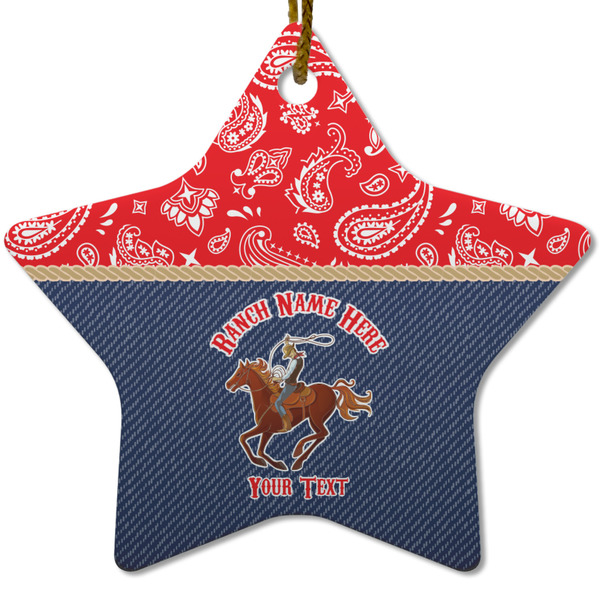 Western Ranch Ceramic Flat Ornament - Star (Front)