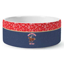 Western Ranch Ceramic Dog Bowl - Medium (Personalized)