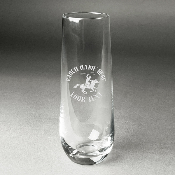Custom Western Ranch Champagne Flute - Stemless Engraved - Single (Personalized)