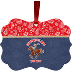 Western Ranch Metal Frame Ornament - Double Sided w/ Name or Text
