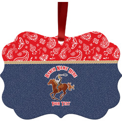 Western Ranch Metal Frame Ornament - Double Sided w/ Name or Text