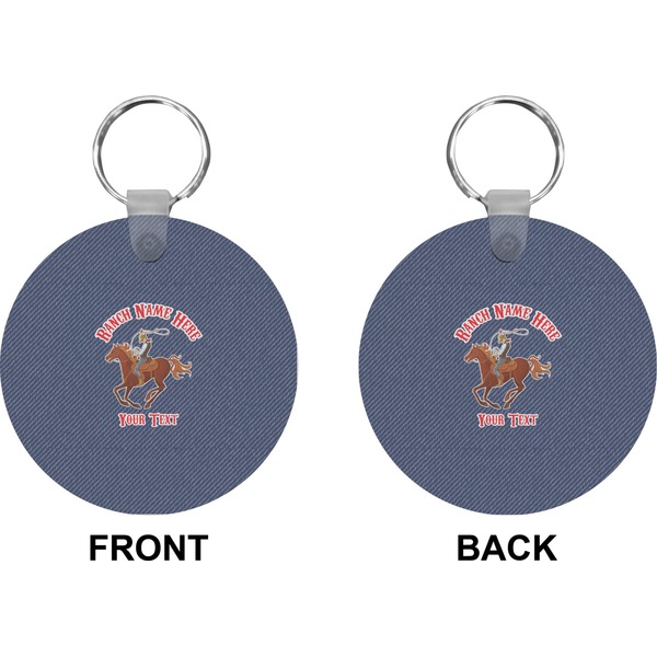 Western Ranch Circle Keychain (Front + Back)
