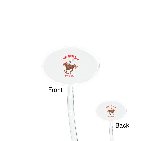 Western Ranch Clear Plastic 7" Stir Stick - Oval - Front & Back