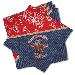 Western Ranch Cloth Cocktail Napkins - Set of 4 w/ Name or Text