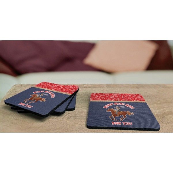 Western Ranch Coaster Rubber Back - On Coffee Table