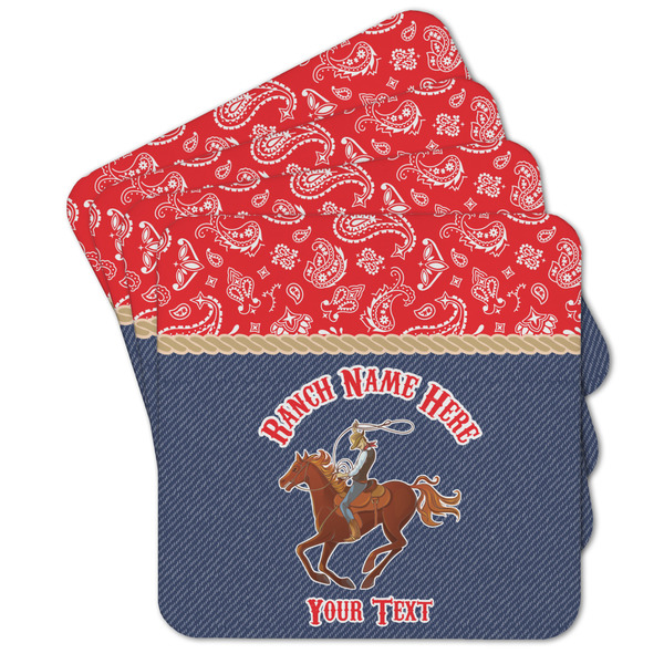 Custom Western Ranch Cork Coaster - Set of 4 w/ Name or Text